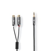 Stereo - Audio Cable/ 3.5mm male/2x RCA female/gold plated 0.2m