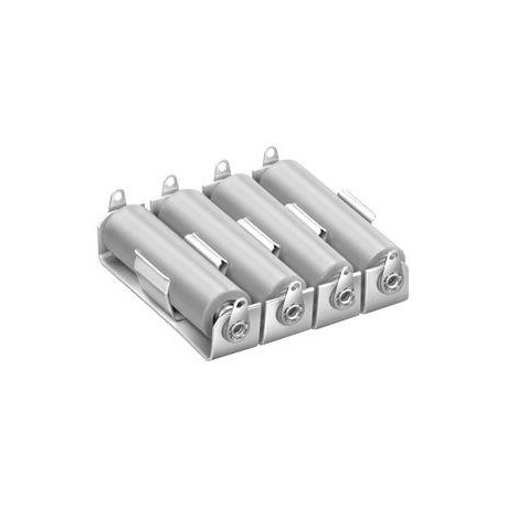 Battery holder aluminium base - plate and RVS holder for 4 X AA cell