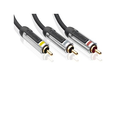 Composiet-AV-kabel 3x RCA male - Technologie met 99,96% zuurstofvrij koper voor ongecomprimeerde videobeelden van superieure