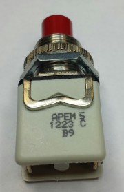 Apem button 1223C2 Off-On red - 2A 250V 12mmØ